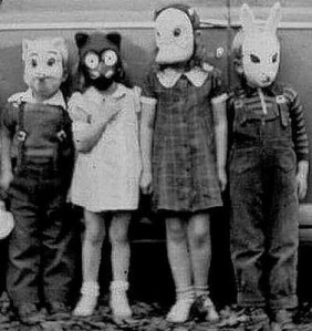 Vintage masked Halloween children